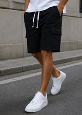 GUF CLOTHING Ανδρική βερμούδα μαύρη cargo regular fit JX-9627