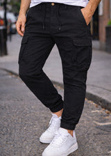 Ανδρικό cargo παντελόνι GUF-KS22-738-black regular fit μαύρο