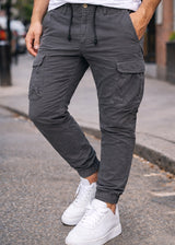 Ανδρικό cargo παντελόνι GUF-KS22-738-dark grey regular fit σκούρο γκρι