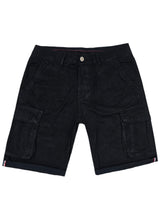 Ανδρική βερμούδα υφασμάτινη κάργκο GUF - LK1177-A - fabric cargo regular fit shorts μαύρο