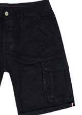 Ανδρική βερμούδα υφασμάτινη κάργκο GUF - LK1177-A - fabric cargo regular fit shorts μαύρο