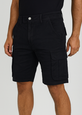 Ανδρική βερμούδα υφασμάτινη κάργκο GUF - LK1177-A - fabric cargo regular fit shorts μαύρο