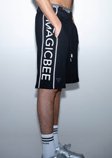 Ανδρική βερμούδα Magicbee - MB2553 - Reflected Logo Tape Shorts - Black (Special Edition)