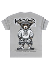 Ανδρική κοντομάνικη μπλούζα - GUF - MD6565 - warstd logo regular fit t-shirt γκρι