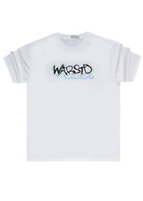 Ανδρική κοντομάνικη μπλούζα - GUF - MD6565 - warstd logo regular fit t-shirt λευκό