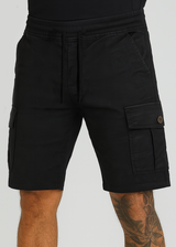 Ανδρική βερμούδα υφασμάτινη κάργκο GUF - NFS808-4 - fabric cargo regular fit shorts μαύρο