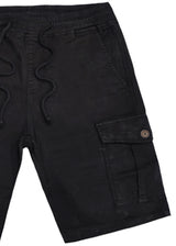 Ανδρική βερμούδα υφασμάτινη κάργκο GUF - NFS808-4 - fabric cargo regular fit shorts μαύρο