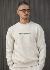 HENRY CLOTHING - Ανδρικό φούτερ με κέντημα regular fit - Stone 3-811