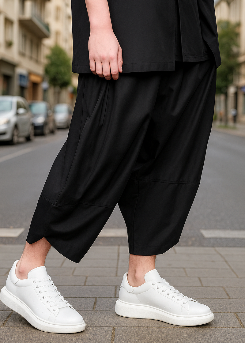 Ανδρικό παντελόνι με άνετη γραμμή Tony Couper - P26/1 - black loose pants μαύρο