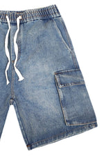 Ανδρική βερμούδα κάργκο τζιν GUF - PC-7133 - cargo jeans regular fit shorts μπλε