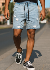 Ανδρική βερμούδα τζιν GUF - PC-7139 - jeans regular fit shorts μπλε