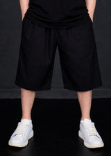 Ανδρική βερμούδα υφασμάτινη Tony Couper-PC25/1-black basic oversized shorts