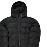 Ανδρικό μπουφάν με αποσπώμενη κουκούλα και γούνινη επένδυση GUF-R22007-puffer μαύρο