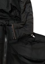 Ανδρικό μπουφάν με αποσπώμενη κουκούλα και γούνινη επένδυση GUF-R22007-puffer μαύρο