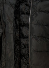Ανδρικό μπουφάν με αποσπώμενη κουκούλα και γούνινη επένδυση GUF-R22007-puffer μαύρο
