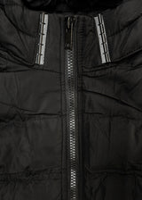 Ανδρικό μπουφάν με κουκούλα και γούνινη επένδυση GUF - R2206 - black puffer μαύρο