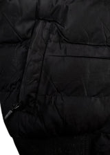 Ανδρικό μπουφάν με κουκούλα και γούνινη επένδυση GUF - R2206 - black puffer μαύρο