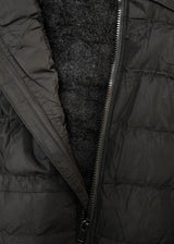 Ανδρικό μπουφάν με κουκούλα και γούνινη επένδυση GUF - R2206 - black puffer μαύρο