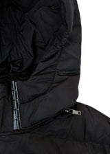 Ανδρικό μπουφάν με κουκούλα και γούνινη επένδυση GUF - R2206 - black puffer μαύρο