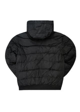 Ανδρικό μπουφάν με αποσπώμενη κουκούλα και γούνινη επένδυση GUF-R2206-puffer μαύρο