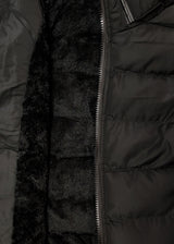 Ανδρικό μπουφάν με αποσπώμενη κουκούλα και γούνινη επένδυση GUF-R2206-puffer μαύρο