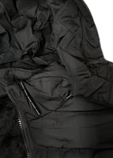 Ανδρικό μπουφάν με αποσπώμενη κουκούλα και γούνινη επένδυση GUF-R2206-puffer μαύρο