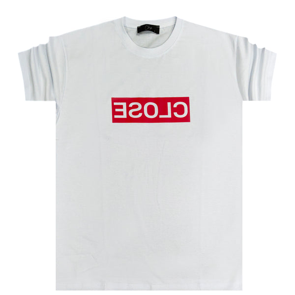 Close society - S23-232 - red letters logo tee - white
