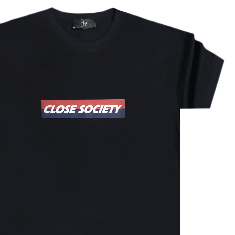 Close society - S23-263 - red blue logo tee - black