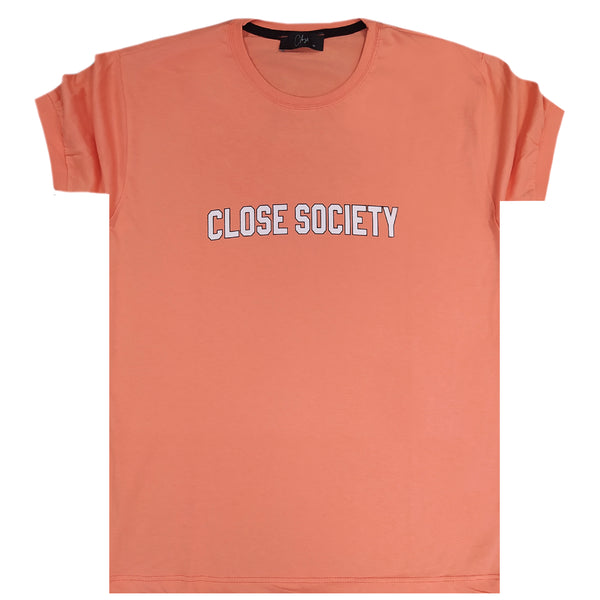Close society - S23-293 - simple logo tee - coral