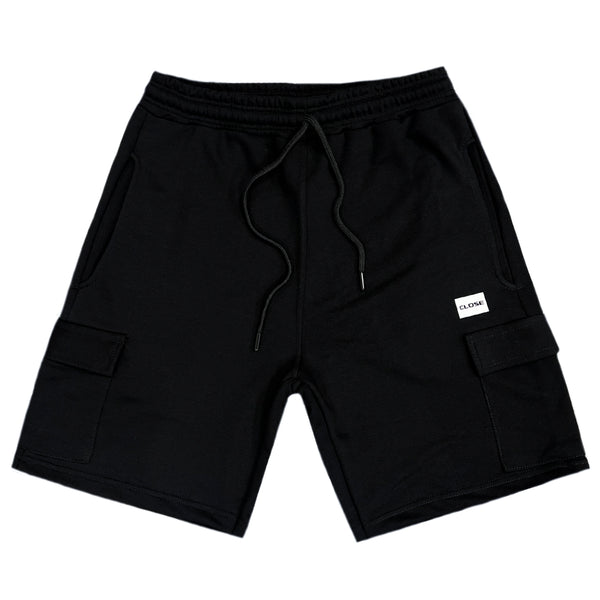 Close society - s23-380 - white patch cargo shorts - black