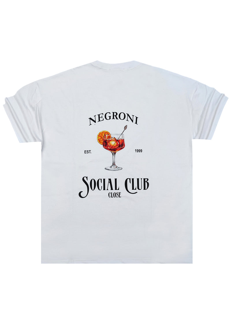 Ανδρική κοντομάνικη μπλούζα Close society - S25-102 - negroni oversized -λευκό