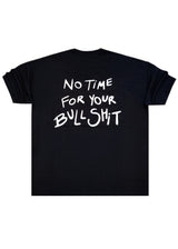 Ανδρική κοντομάνικη μπλούζα Close society - S25-104 - no time for your bullshit oversized-μαύρο