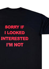 Ανδρική κοντομάνικη μπλούζα Close society - S25-105 - sorry if i looked interest i'm not oversized -μαύρο