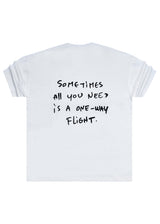 Ανδρική κοντομάνικη μπλούζα Close society - S25-106 - one-way flight over tee -λευκό