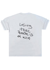 Ανδρική κοντομάνικη μπλούζα Close society - S25-107 - losing toxic people oversized -λευκό