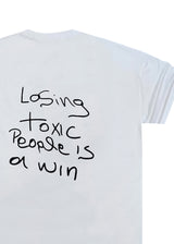 Ανδρική κοντομάνικη μπλούζα Close society - S25-107 - losing toxic people oversized -λευκό