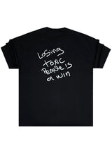 Ανδρική κοντομάνικη μπλούζα Close society - S25-107 - losing toxic people oversized -μαύρο