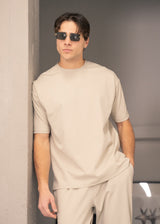 Ανδρική κοντομάνικη μπλούζα Close Society - S25-10 - simple oversized μπεζ