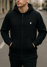 Ανδρική ζακέτα φούτερ Close society - S25-300 - basic logo zip-up hoodie -μαύρο