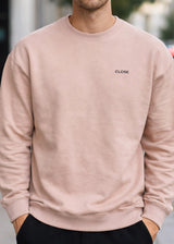Ανδρικό φούτερ ανοιξιάτικο χωρίς χνούδι Close society-SP27-705-somon logo sweatshirt σομόν