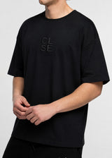 Close society Ανδρική κοντομάνικη μπλούζα oversized μαύρη Embroidered Logo ST26-100-BLACK