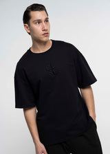 Close society Ανδρική κοντομάνικη μπλούζα oversized μαύρη Embroidered Logo ST26-100-BLACK