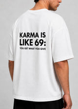 CLOSE SOCIETY - Ανδρικό oversized t-shirt Karma is like... - Λευκό STO-325
