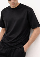 Ανδρική κοντομάνικη μπλούζα Close Society-STS-PUNTO-black fabric regular fit