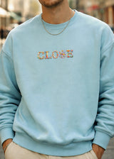 Ανδρική μακρυμάνικη φούτερ Close Society - SW26-500 - floral close logo regular fit μέντα