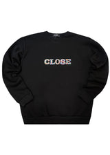 Ανδρική μακρυμάνικη φούτερ Close Society - SW26-500 - floral close logo regular fit μαύρο
