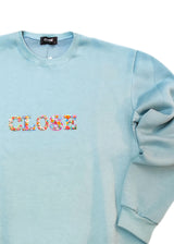 Ανδρική μακρυμάνικη φούτερ Close Society - SW26-500 - floral close logo regular fit μέντα