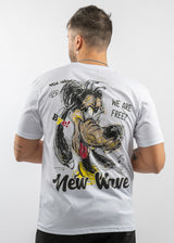 Ανδρική κοντομάνικη μπλούζα New wave clothing - 251-12 - we are free logo λευκό