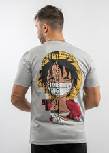 Ανδρική κοντομάνικη μπλούζα New wave clothing - 251-13 - luffy logo γκρι ανοιχτό