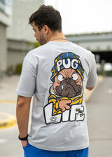 Ανδρική κοντομάνικη μπλούζα New wave clothing - 251-24 - pug life logo γκρι